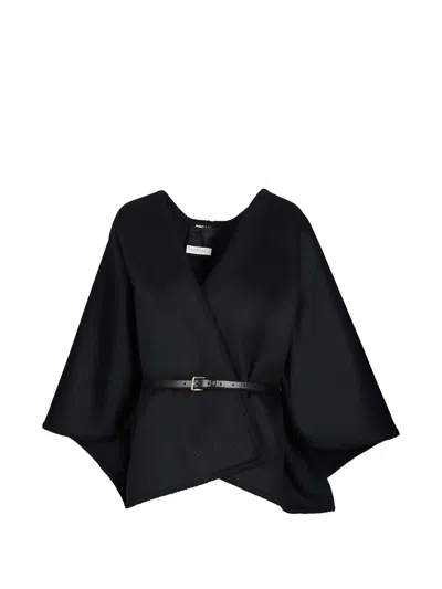 Max Mara Belted Wool Cape In Animal Print