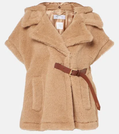 MAX MARA BELTED WOOL, CASHMERE, AND SILK CAPE