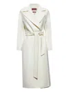 Max Mara Belted Wool Coat In White