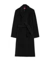 Max Mara Belted Wool Coat In Black