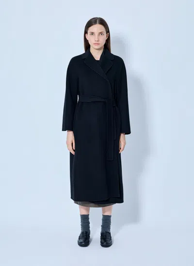 Max Mara Belted Wool Coat In Black