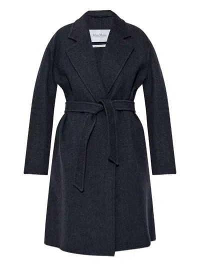Max Mara Belted Wool Coat In Blue