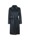 Max Mara Studio Belted Wool Coat In Blue