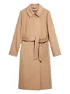 Max Mara Draped Wool Coat With Belt And Pockets In Brown