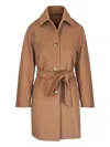 Max Mara Belted Wool Coat In Brown