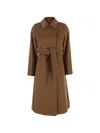 Max Mara Belted Wool Coat In Brown