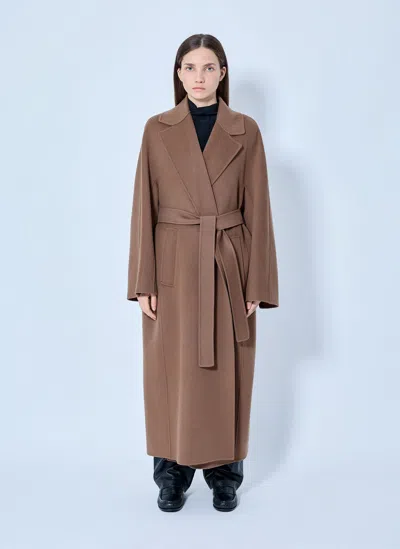 Max Mara Belted Wool Coat In Camel