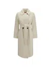 Max Mara Studio Double Breasted Wool Coat In Neutral