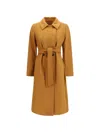 Max Mara Studio Double Breasted Wool Coat In Orange