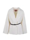 Max Mara Belted Wool Coat In White