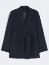 Max Mara Belted Wool Jacket In Blue