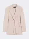 Max Mara Belted Wool Jacket In Pink