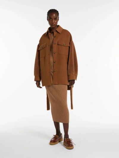 Max Mara Belted Wool Shirt In Earth