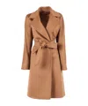 Max Mara Belted Wool Single-breasted Coat In Brown