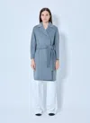 Max Mara Belted Wool-blend Coat In Light Grey