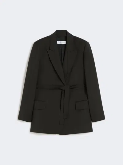 Max Mara Belted Woollen Cloth Blazer In Black
