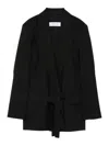 Max Mara Belted Jacket With Flap Pockets And Lapels In Black