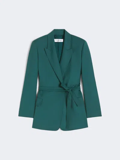 Max Mara Belted Woollen Cloth Blazer In Green