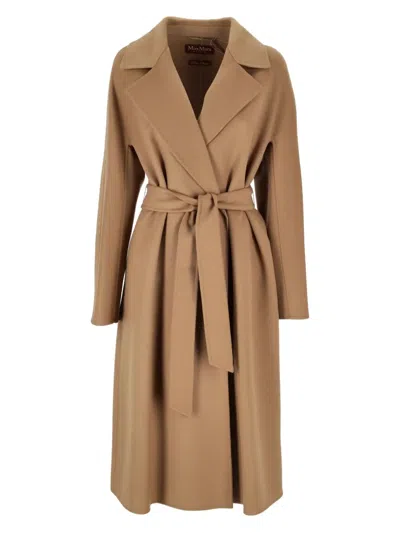 Max Mara Belted Wrap Coat In Brown