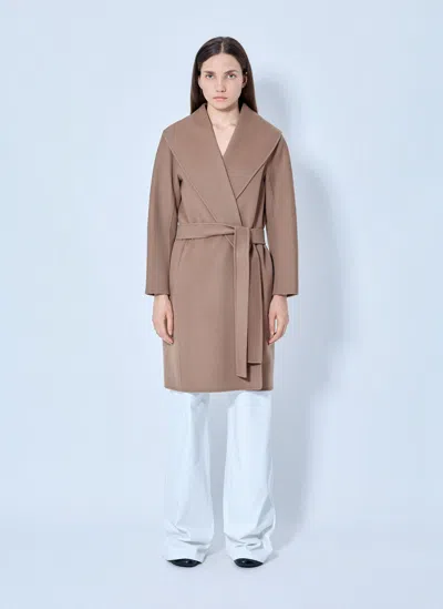 Max Mara Belted Wrap Coat In Beige