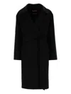 Max Mara Belted Wrap Coat In Black