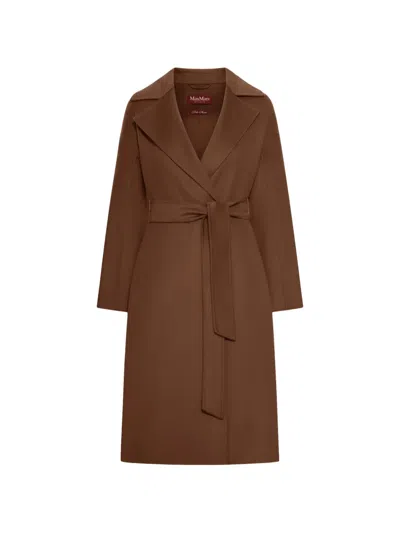 Max Mara Cashmere Coat With Belt In Brown