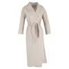 Max Mara Belted Wrap Coat In Beige Cashmere In Gray