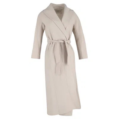Max Mara Belted Wrap Coat In Beige Cashmere In Gray