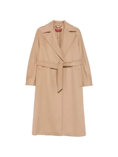 Max Mara Belted Wrap Coat In Neutral