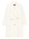 Max Mara Belted Wrap Coat In White