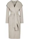 Max Mara Belted Wrap Coat With Wide Collar In Neutral