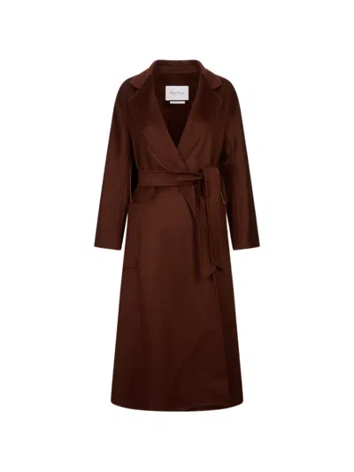 Max Mara Belted Wrap-style Coat In Burgundy