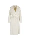 Max Mara Studio Belted Wool Blend Wrap Coat In White