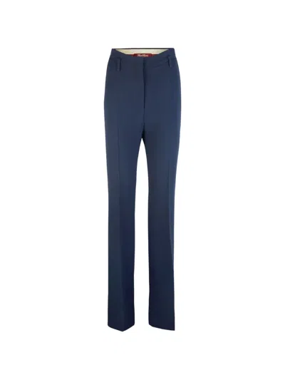 Max Mara Belt-loop Button-fastening Tailored Trousers In Blue