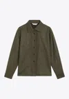 Max Mara Benares Wool Felt Long-sleeved Shirt In Green