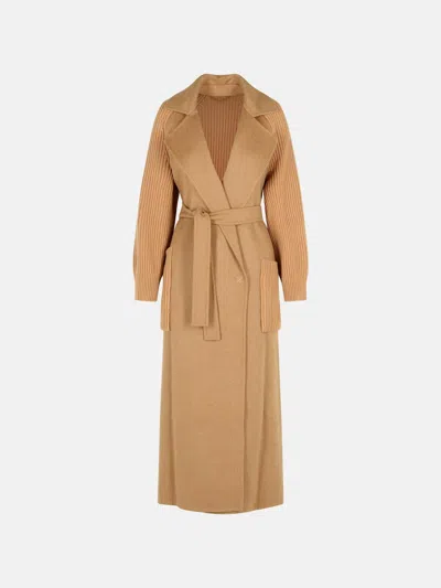 Max Mara 'berard 1234' Camel Wrap Coat In Nude
