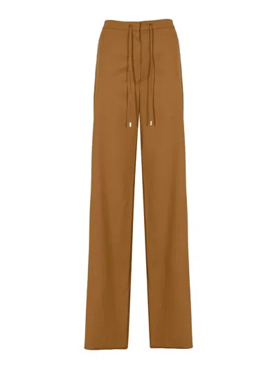 Max Mara Berard Drawstring Trousers In Wool In Brown
