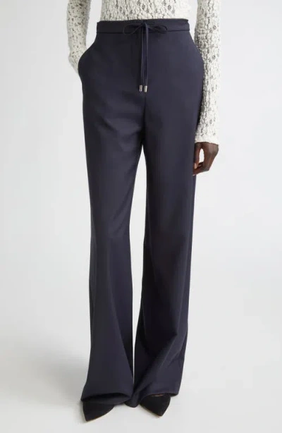 Max Mara Berard Virgin Wool Drawstring Pants In Blue