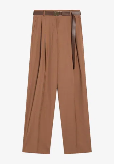 Max Mara Bergamo Straight-leg Tailored Pants In Brown