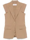Max Mara Sleeveless Gabardine Jacket In 褐色