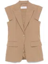 Max Mara Sleeveless Gabardine Jacket In Brown