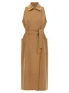 Max Mara Sleeveless Coat With Belted Waist And Pockets In Multi