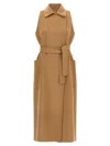 Max Mara Sleeveless Coat With Belted Waist And Pockets In Neutral