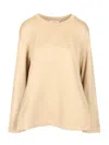 Max Mara Berma Crewneck Embossed Logo Sweatshirt Sweatshirts Beige In Neutral