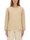 Max Mara Long Sleeve Knit Sweatshirt With Side Slits In Brown