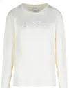 Max Mara Berma Sweatshirt In White Silk And Cotton In White