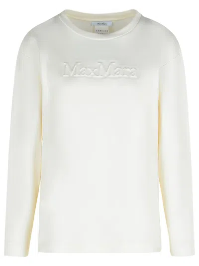 MAX MARA BERMA SWEATSHIRT IN WHITE SILK AND COTTON