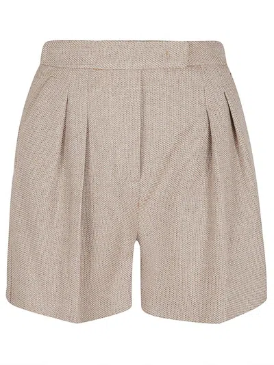 Max Mara Jessica Pleated Cotton Jersey Shorts In Beige