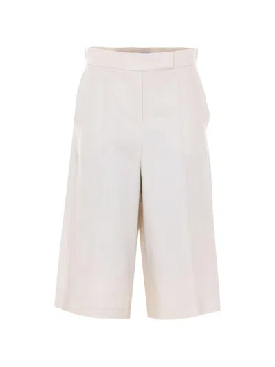 Max Mara Bermuda Mxmkaki In Lino A Vita Alta  In White