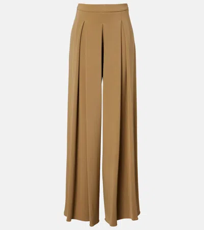 Max Mara Bermuda Pleated Wide-leg Pants In Brown